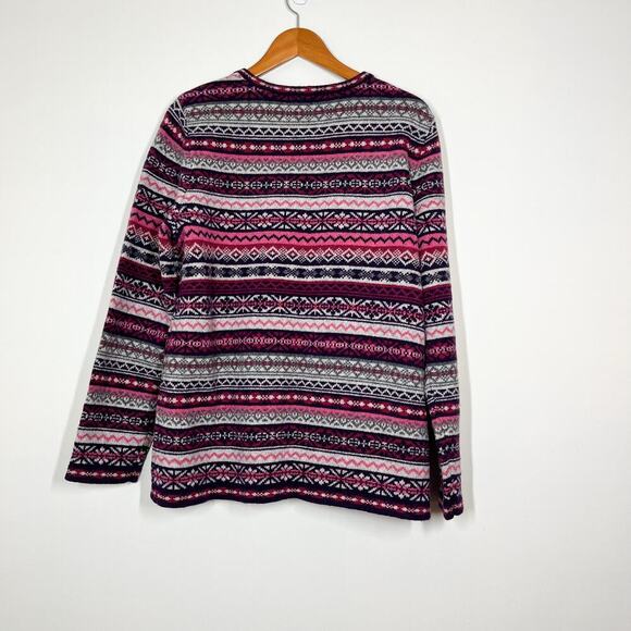 Appleseed’s Wool Blend Fair Isle Nordic Multicolor Knit Cardigan Sweater Sz L - Picture 6 of 10